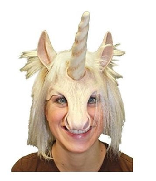 Unicorn Mask Head Piece - Synthetic Hair - Costume Cosplay Accessory