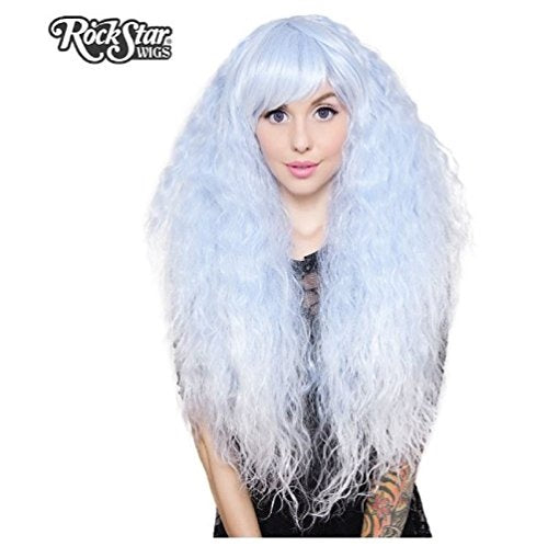 Rhapsody in Sax Wig - Azul claro - Rizado - RockStar - Accesorio de disfraz de cosplay