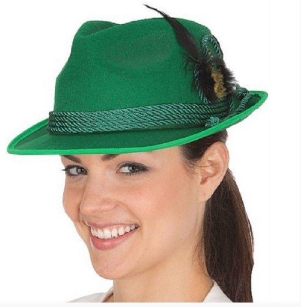 Bavarian Hat - Fedora - Oktoberfest - Green - Costume Accessory - Adult Teen