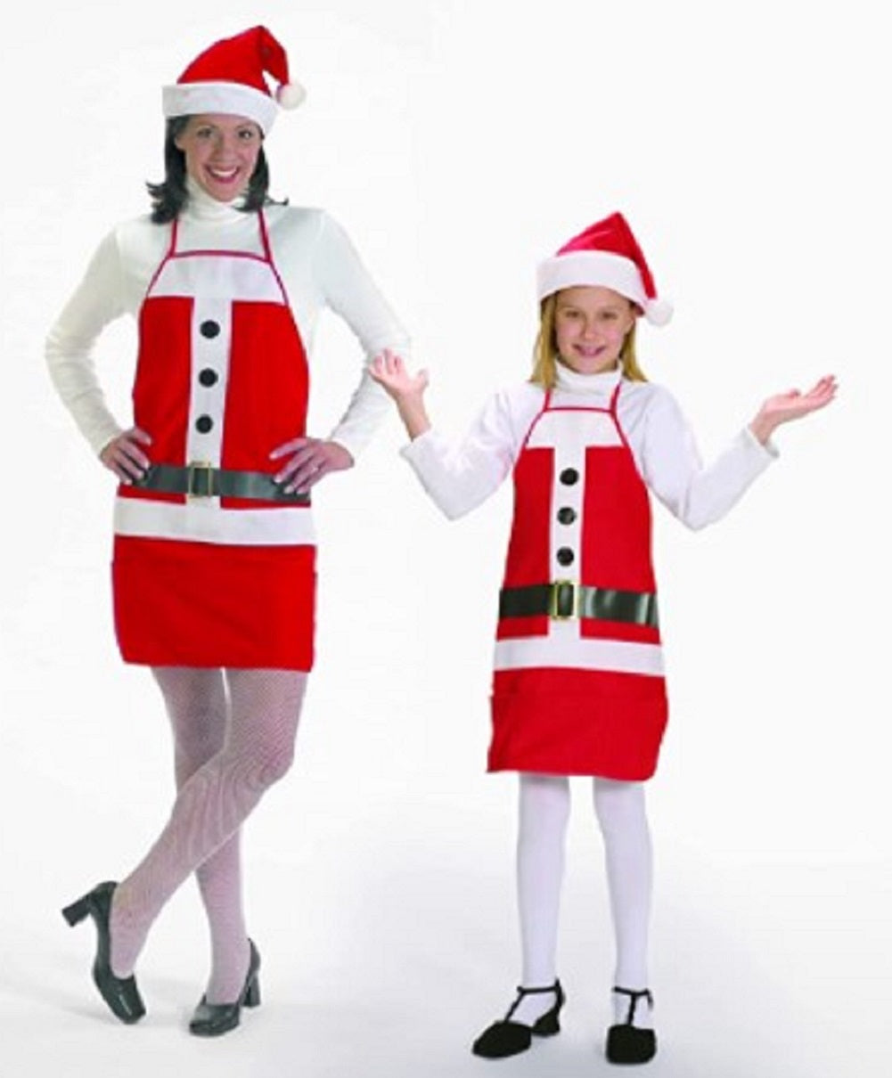 Mrs Claus Apron Hat Set - Cooking Baking - Costume Accessory - Adult Teen