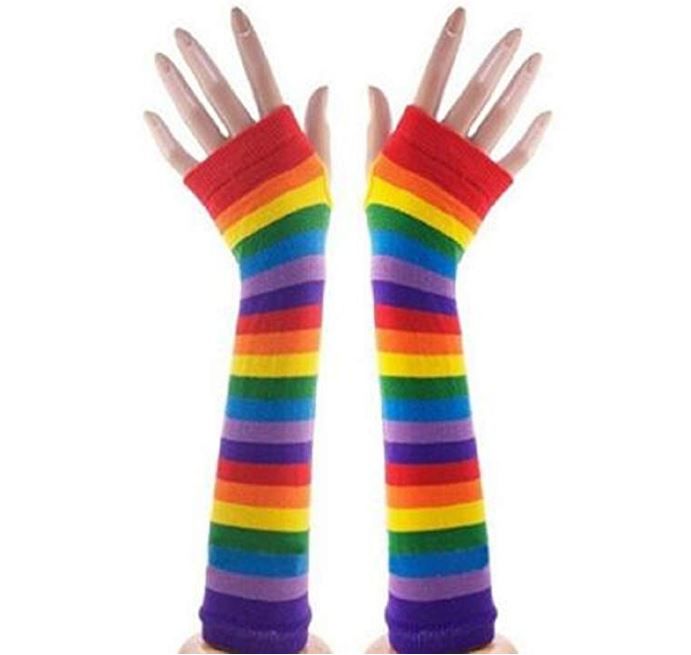 Rainbow Arm Warmers - Fingerless Gloves - Pride - Rainbow - Adult Teen