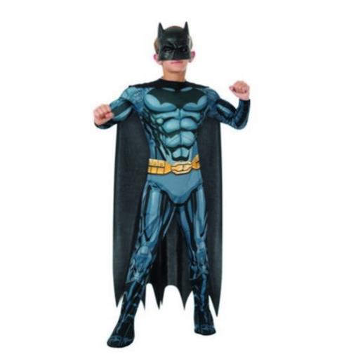 Batman - Pecho musculoso - Gris/Negro - Disfraz - Niño - Mediano 8-10