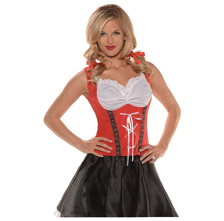Beer Maiden Top - Oktoberfest/Renaissance - Red - Costume - Adult - 2 Sizes