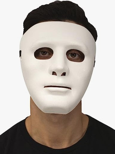 Blank Mask - Male - White - Plastic - Costume Accessory - Teen Adult