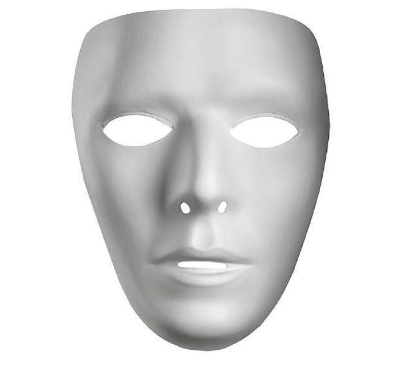 Blank Mask - White - Male - Plastic - Costume Accessory - Teen Adult
