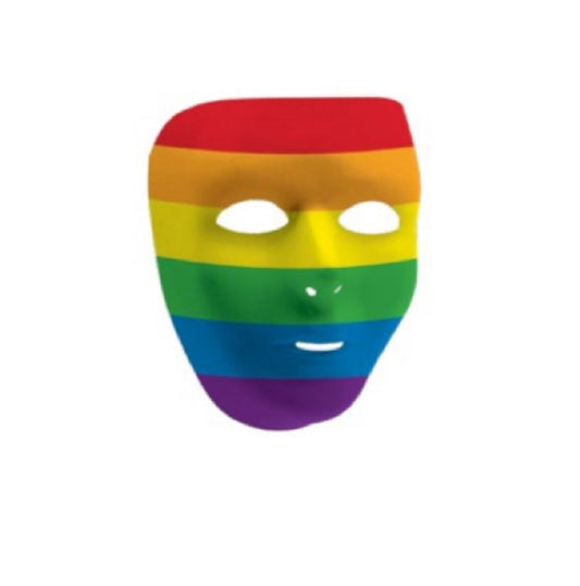 Rainbow Plastic Full Face Mask - Plastic - Costume Accessory - Adult
