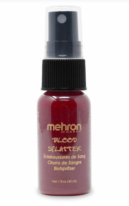 Mehron Splatter Blood - Botella pulverizadora - Rojo brillante - Maquillaje teatral - 1 fl oz