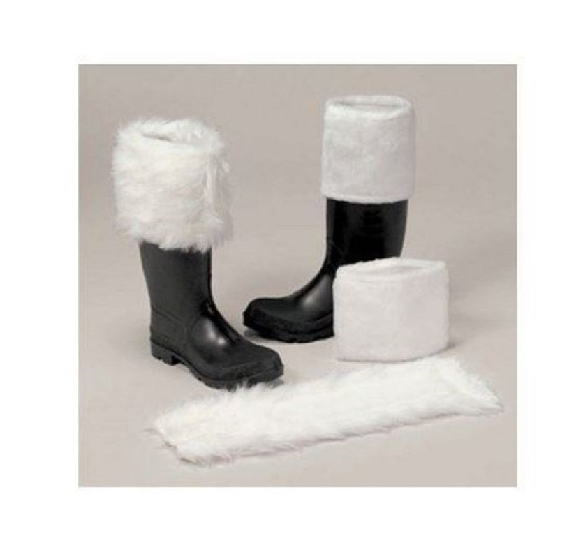 Deluxe White Plush Boot Cuff #555 - Halco Santa Claus Costume White Velro Closur