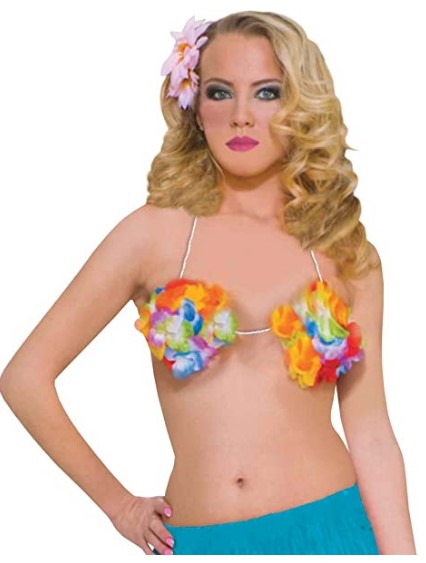 Sujetador de Flores - Luau - Tropical - Accesorio de Disfraz - Adulto