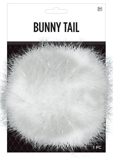 Bunny Rabbit Tail - Marabou/Tinsel - Soft - White/Silver - Costume Accessory