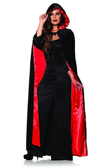 Capa con capucha - Negro/Rojo - 58" - Renacimiento - Medieval - Disfraz - Unisex