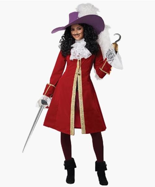 Pirate Captain Hook - Red/Black - Costume - Women - 2 Sizes