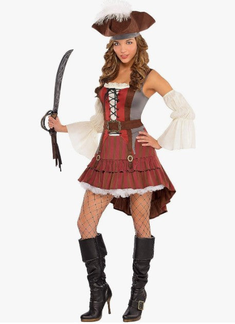 Pirate Castaway - Burgundy Brown - Deluxe Costume - Adult - 2 Sizes