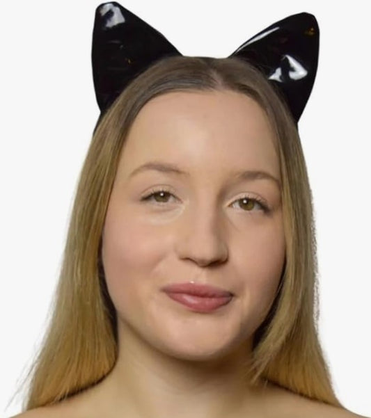 Cat Ears - Black - Leather-like - Deluxe Costume Accessory - Adult Teen