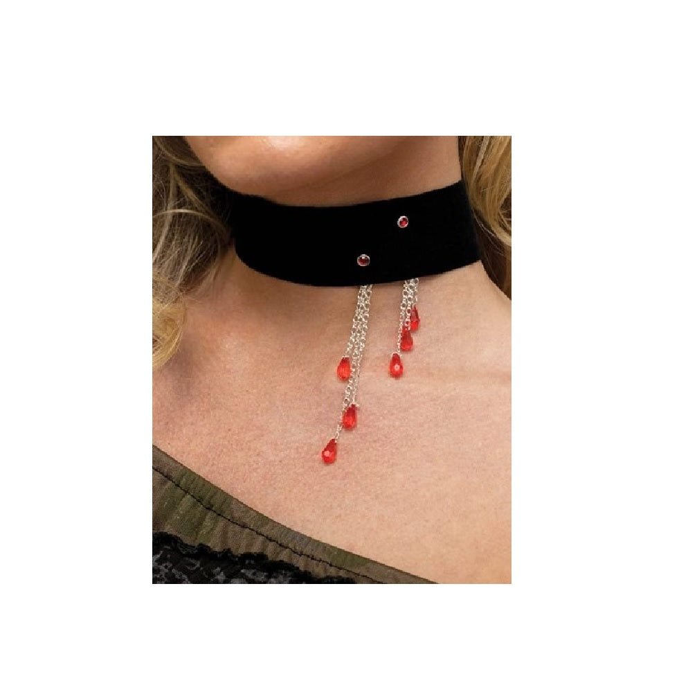Vampire Choker Bite Collar - Blood Drop - Costume Accessory - Teen Adult
