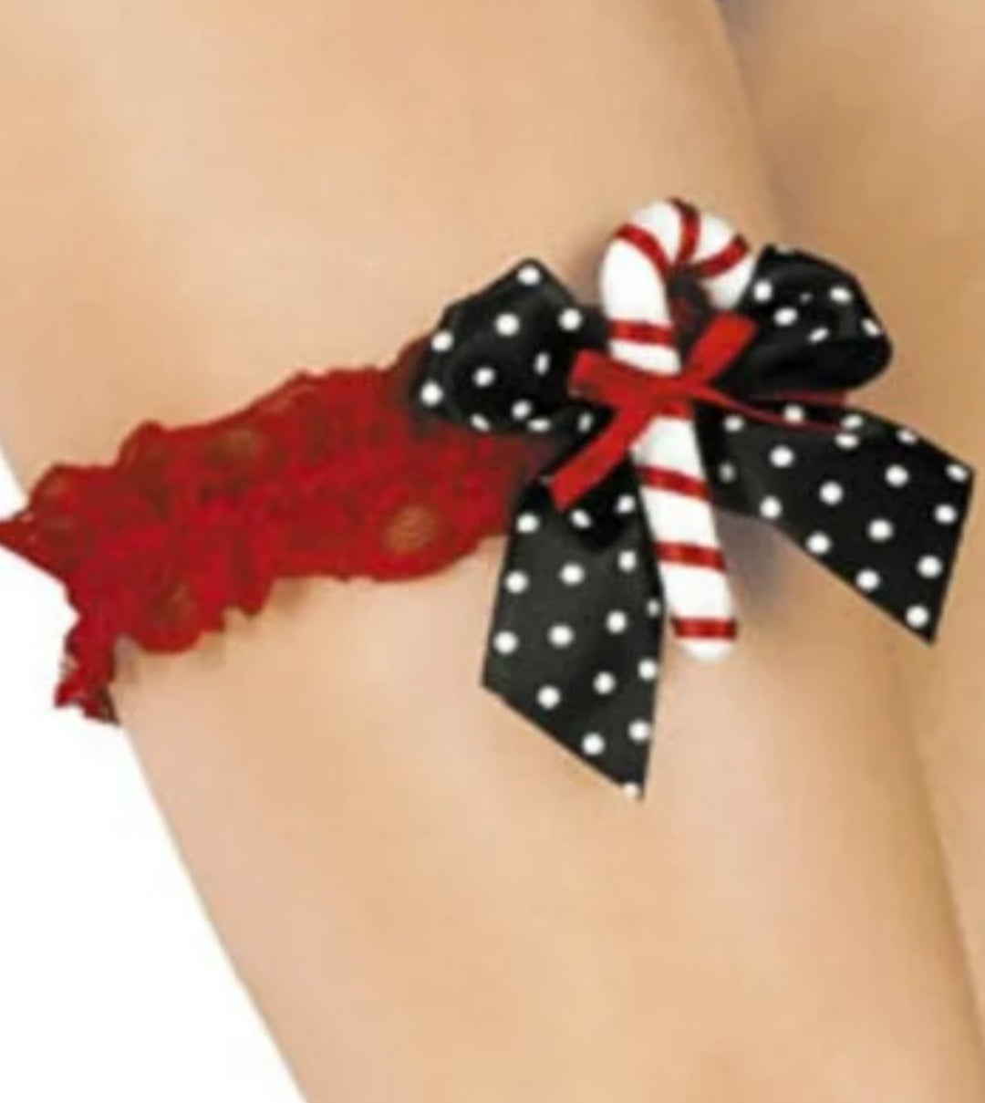 Candy Cane Lace Garter - Red/White/Blue - Christmas - Costume Accessory - Adult