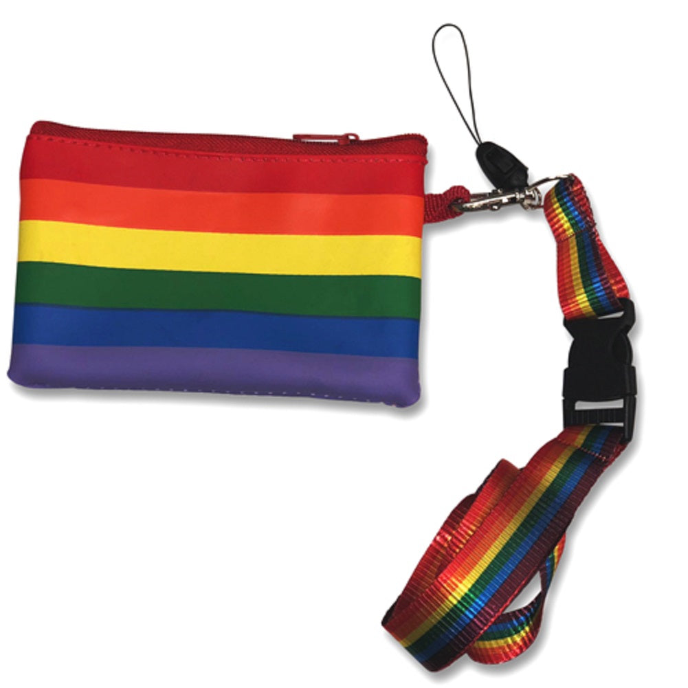 Rainbow Coin Purse Pouch & Lanyard - Costume Accessory - Pride