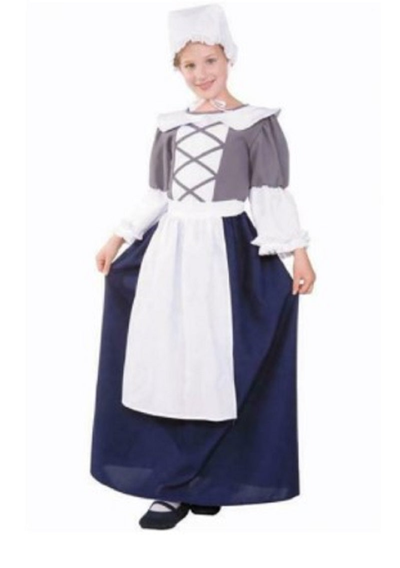 Colonial Village Peasant - Grey/White - Costume - Child - Large - 12-14