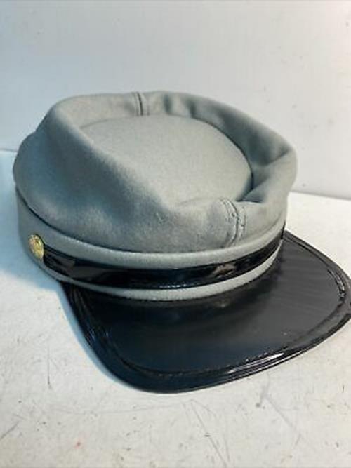 Faux Suede & Leather Kepi Hat - Grey - Civil War - Costume Accessory - Adult