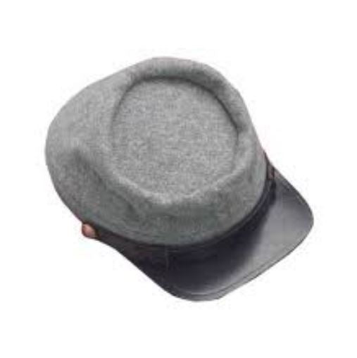 Faux Suede & Leather Kepi Hat - Grey - Civil War - Costume Accessory - Adult