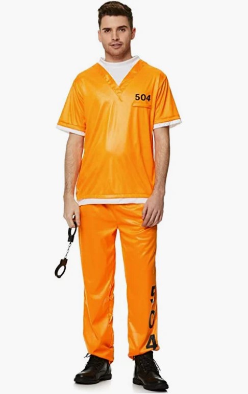 Jail Convict - Prisoner - Orange - Costume - Adult - 3 Sizes