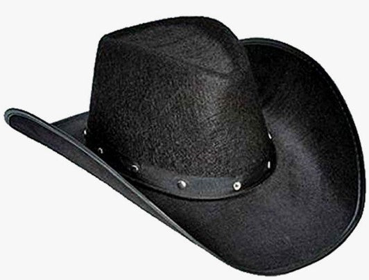 Cowboy Cowgirl Hat - Black - Silver Studs - Costume Accessory - Adult