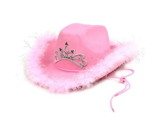 Cowgirl Hat - Pink - Tiara - Light Up - Barbie - Costume Accessory - Adult Teen