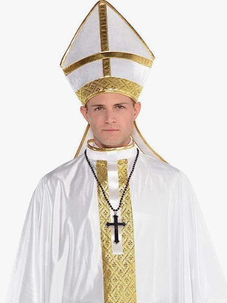Beaded Cross Necklace - Black - 26" - Priest Nun- Costume Accessory - OSFM