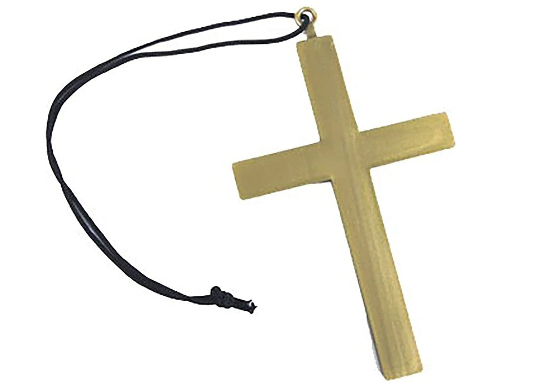 Cross Necklace - Gold - Plastic - Priest - Nun - Costume Accessory Prop