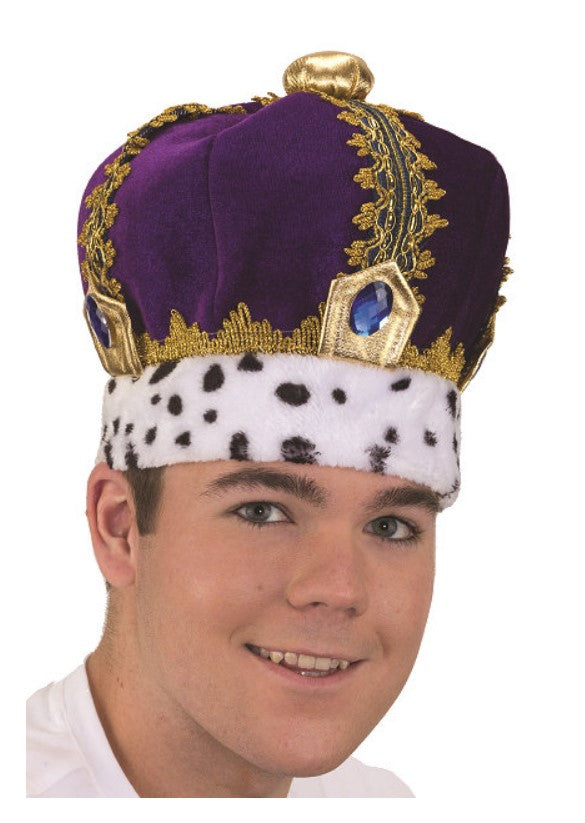 King Queen Crown - Soft Velvet - Purple - Costume Accessory - Adult Larger Teen