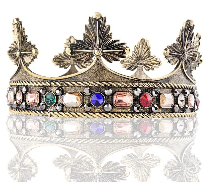 Crown - King Queen - Gold - Faux Jewels - Costume Accessories - Child Teen