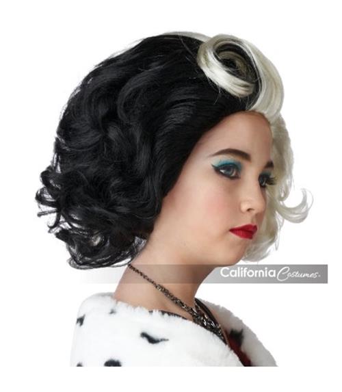 Devilish Diva Wig - Glam - Cruella - White/Black - Costume Accessory - Child