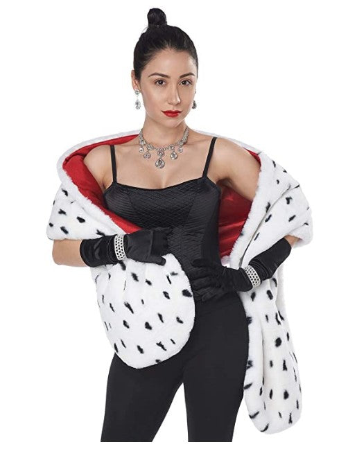 California Costumes Faux Dalmation Stole, White/Black/Red, One Size