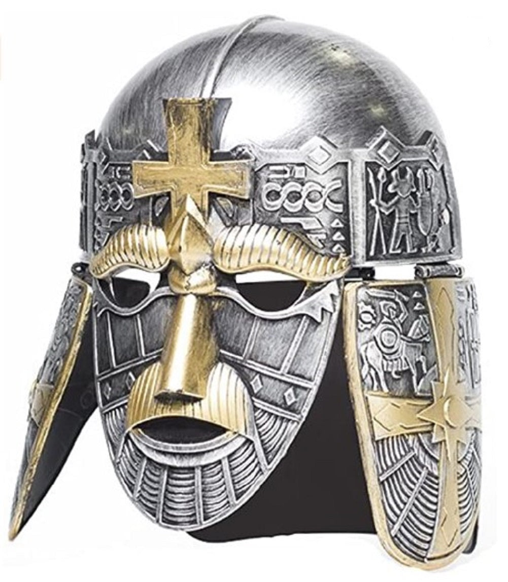 Knight Crusader Helmet - Silver/Gold - Costume Accessory - Adult