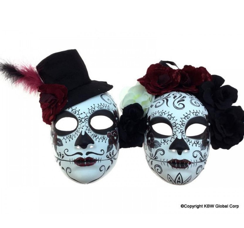 Day of the Dead Half Mask - Female - Costume Accessory - Adult Teen