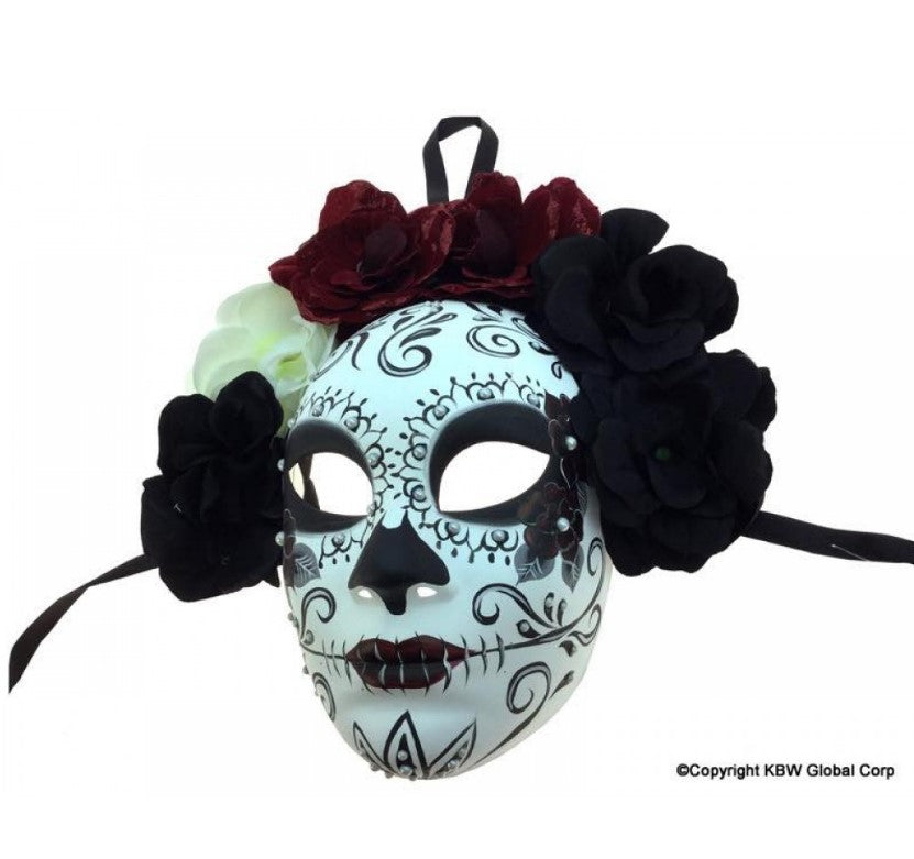 Day of the Dead Half Mask - Female - Costume Accessory - Adult Teen
