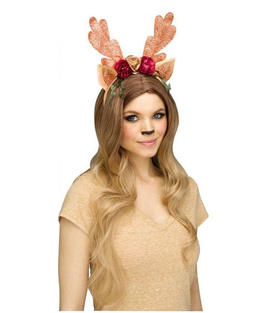 Deer Headband - Rose Gold - Flowers - Costume Accessories - Adult Teen