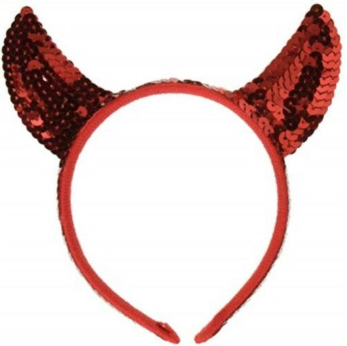 Devil Horns - Red Sequin - Demon - Costume Accessory - Adult Teen Child