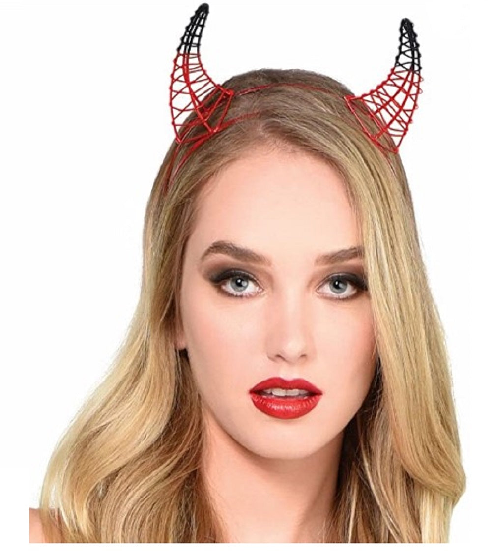 Devil Horns Headband - Red/Black - Metal - Costume Accessory - Adult Teen