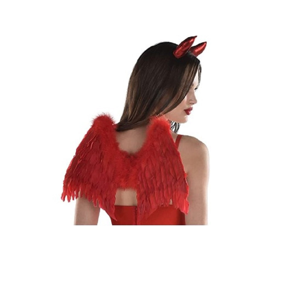 Devil Mini Feather Wings - Rojo - Cupido - Accesorio de disfraz - Adulto Adolescente