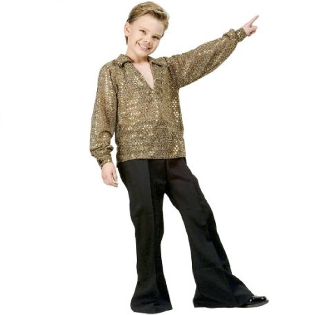 Disco Fever - Top dorado - Pantalones negros - Disfraz - Niño - Pequeño 4-6