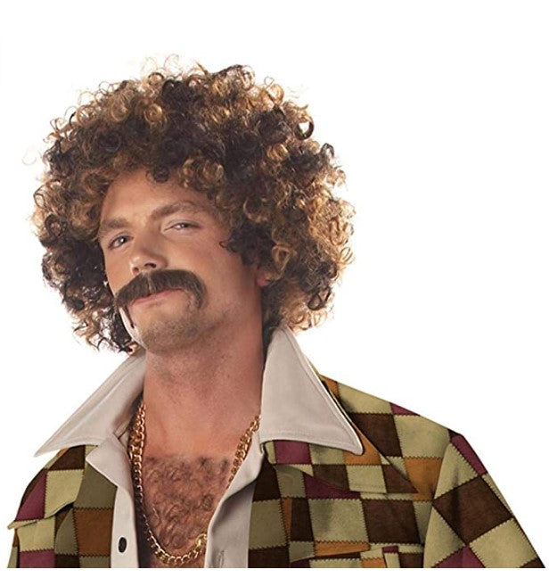 Disco Dirt Bag Wig & Moustache Set - Sleazeball - Costume Accessories - Adult