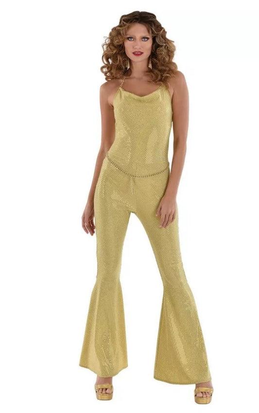 Gold Disco Jumpsuit - Metallic - Costume - Adult - 3 Sizes