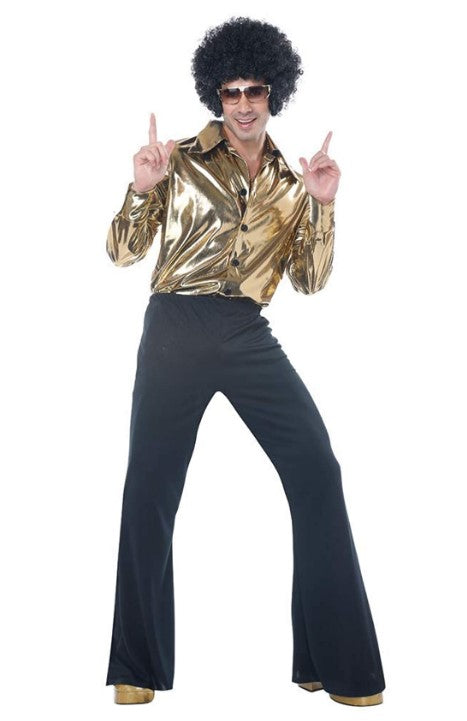 Disco King - 2 Piece Set - 1960's 1970's - Gold - Costume - Adult - 3 Sizes
