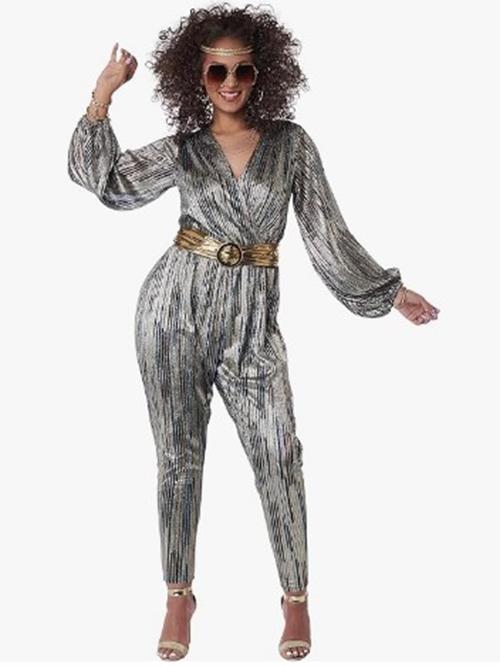 Super Nova Disco Jumpsuit - Gold Accessories - Costume - Adult - 5 Sizes