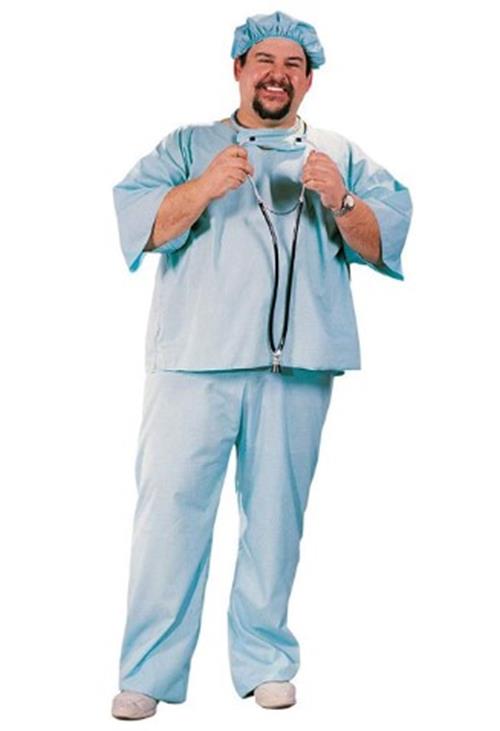 Doctor Nurse Scrubs - Azul - Quirúrgico - Disfraz - Adulto Talla Grande