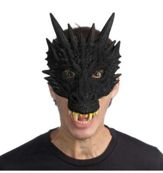 Dragon Half Mask - Soft Latex - Black - Costume Accessory - Adult Teen
