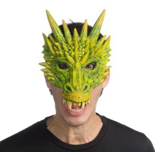 Dragon Half Mask - Soft Latex - Green - Costume Accessory - Adult Teen