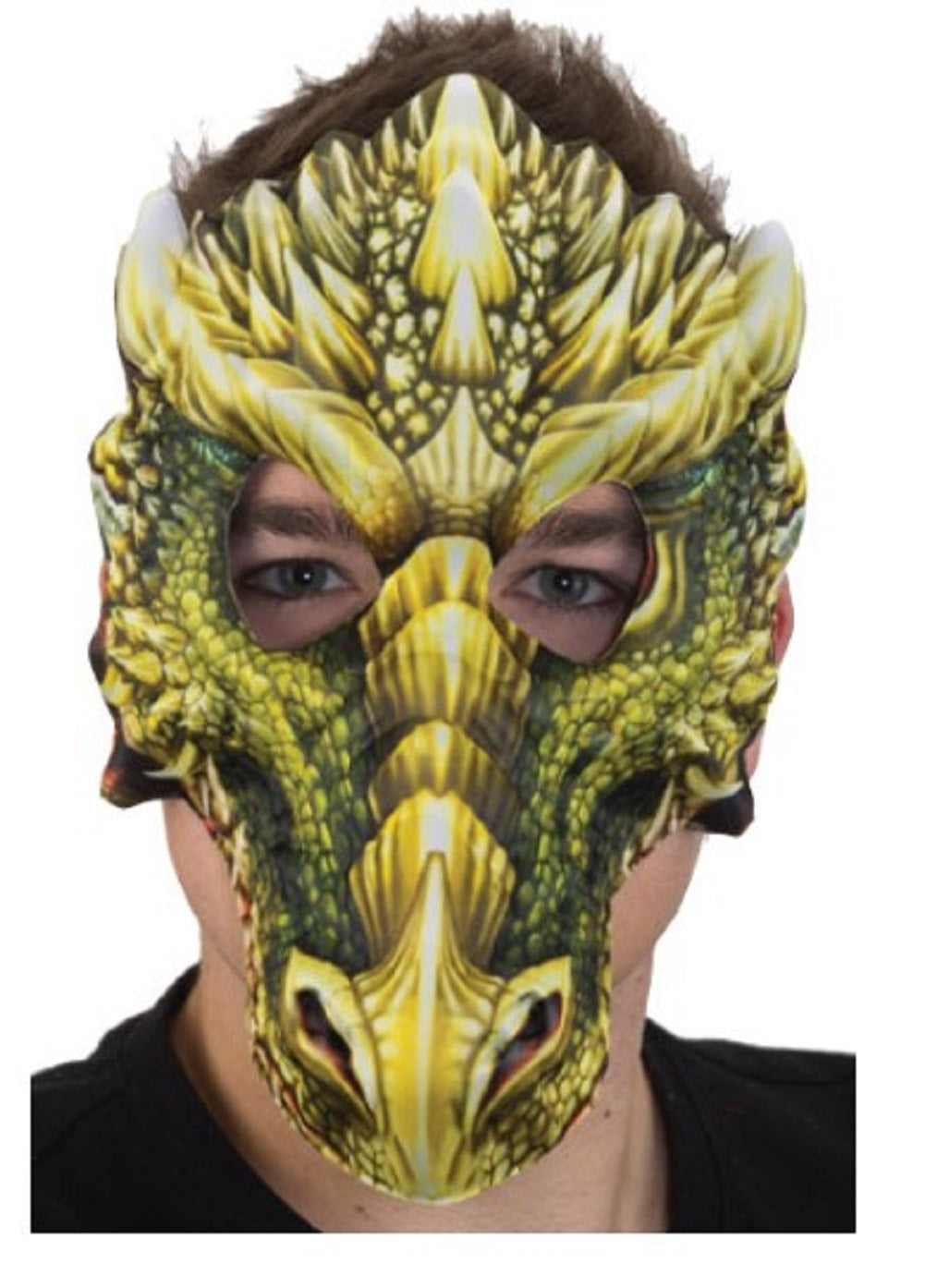 Dragon Half Mask - Sublimated - Yellow/Green - Costume Accessory - Adult Teen