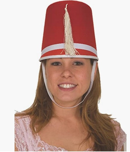 Drum Major Hat - Toy Soldier - Red/White - Felt - Costume Accessory - Adult Teen